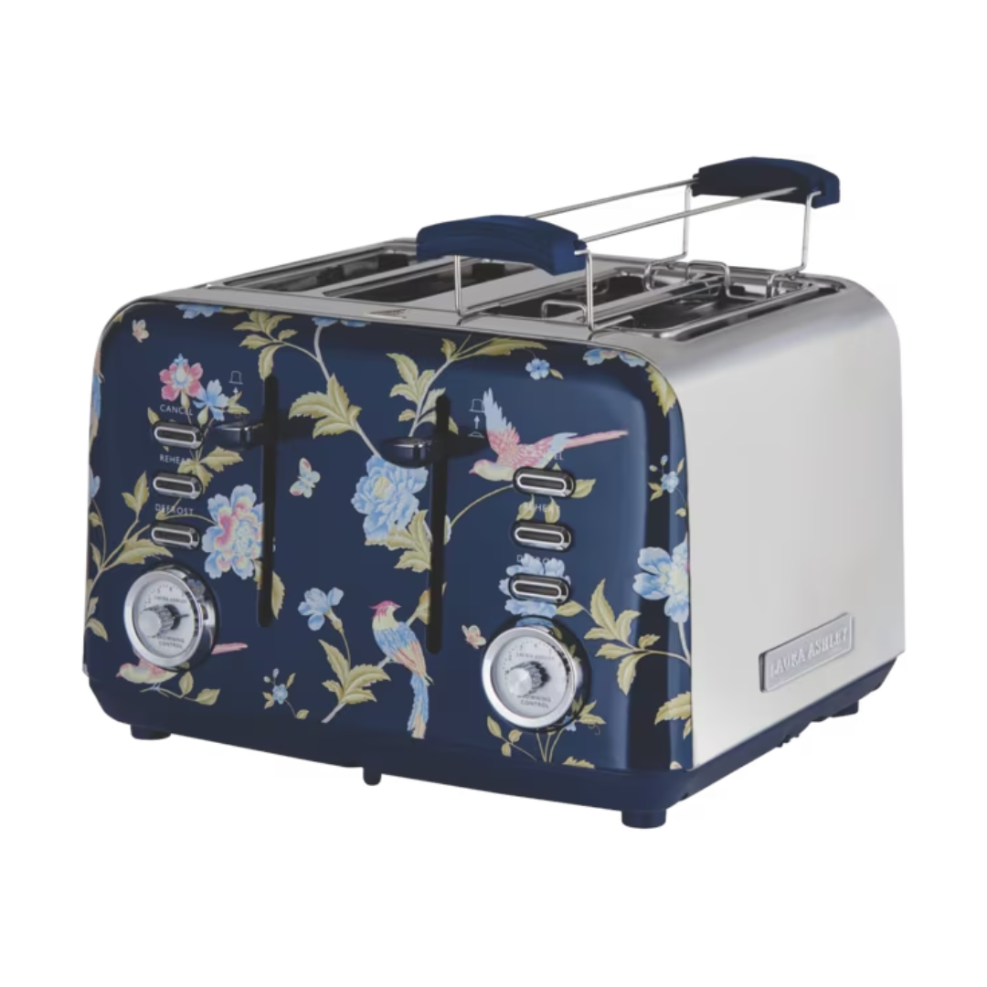 Laura Ashley Elveden 4 Slice Toaster - Blue/Silver