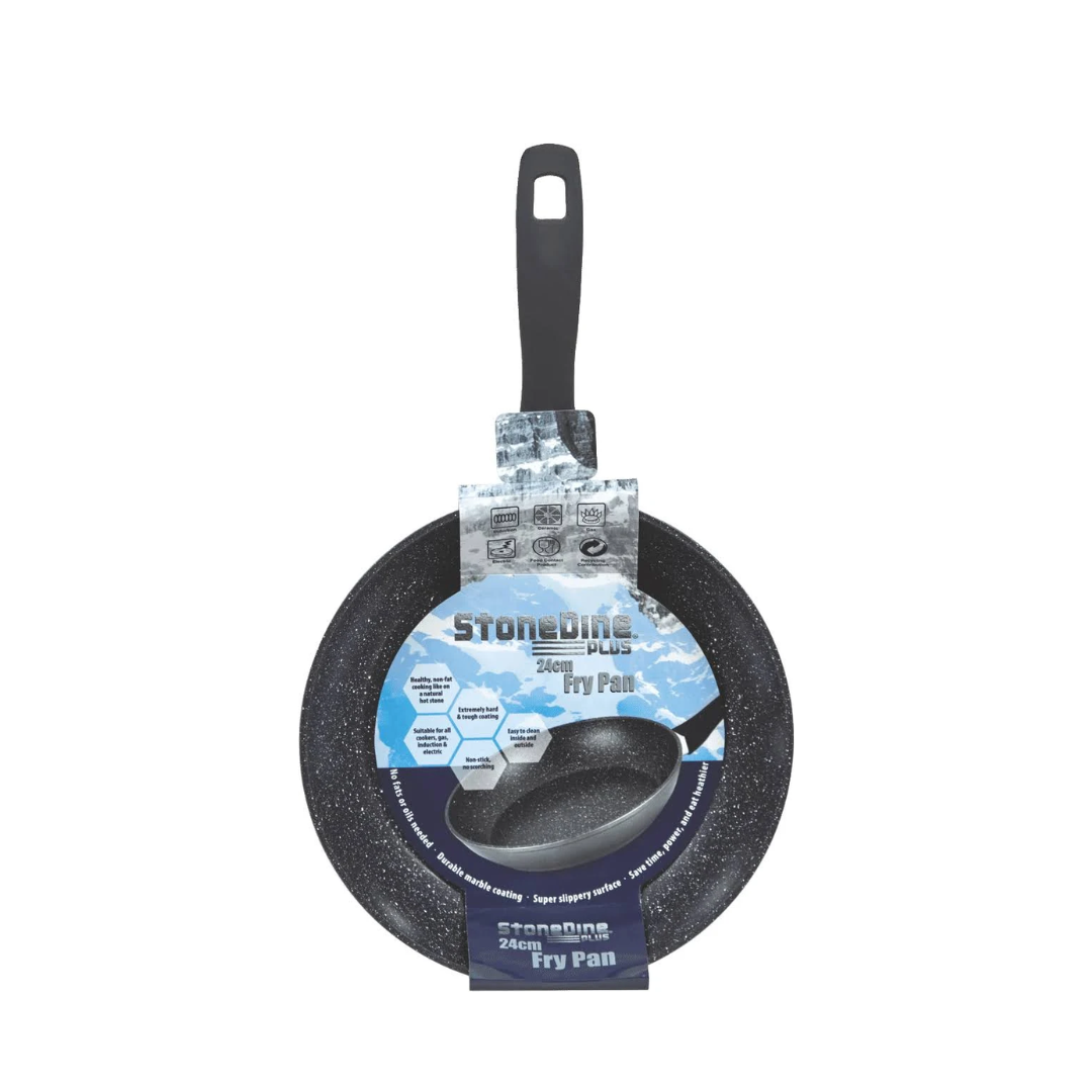 StoneDine Plus 24cm Fry Pan Non-Stick Cookware - Black