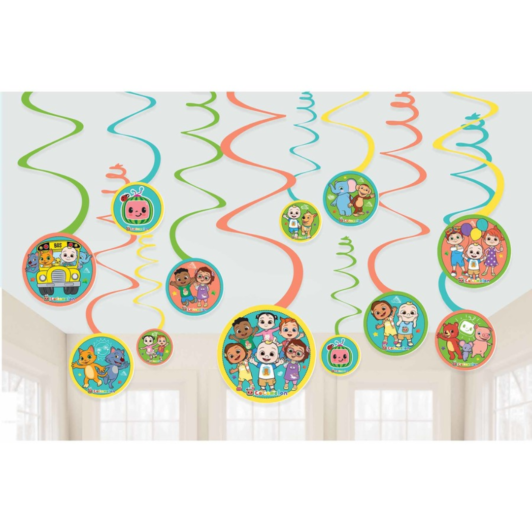 Cocomelon 12 Piece Spiral Decorations