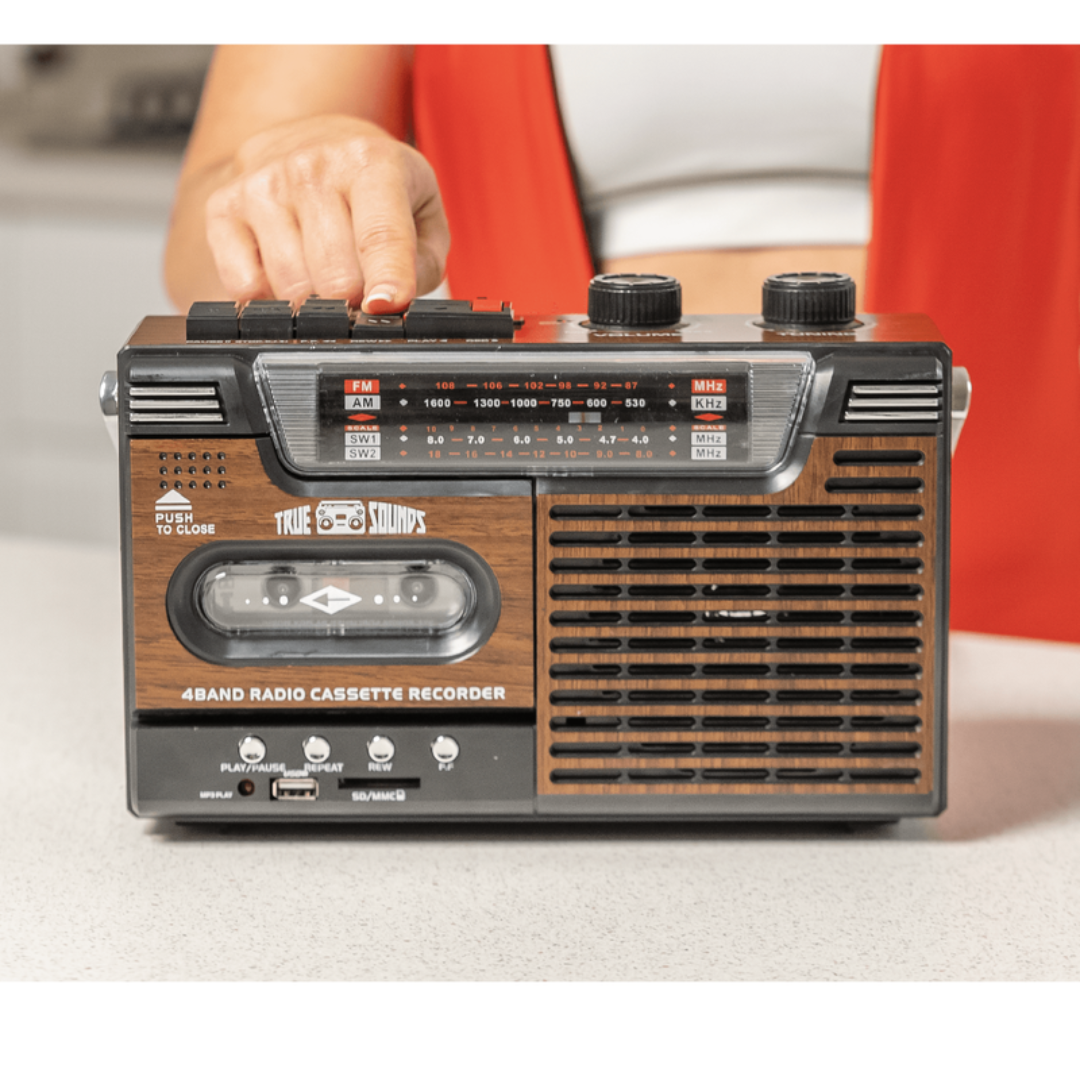 True Sounds 80s Funk Portable AM/FM W/Built-in MIC Radio And Cassette Player