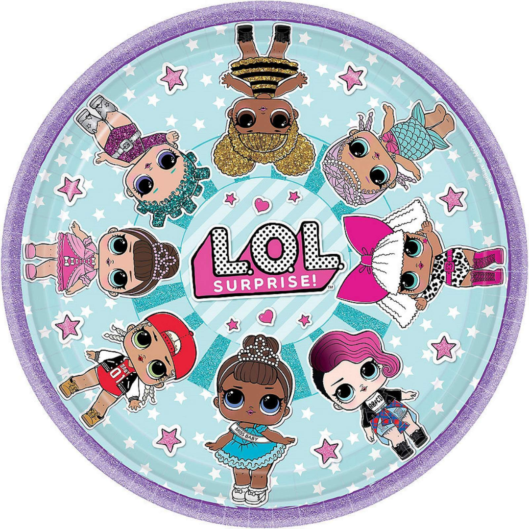 LOL Surprise Large Round Plates 8 Pack 23 cm