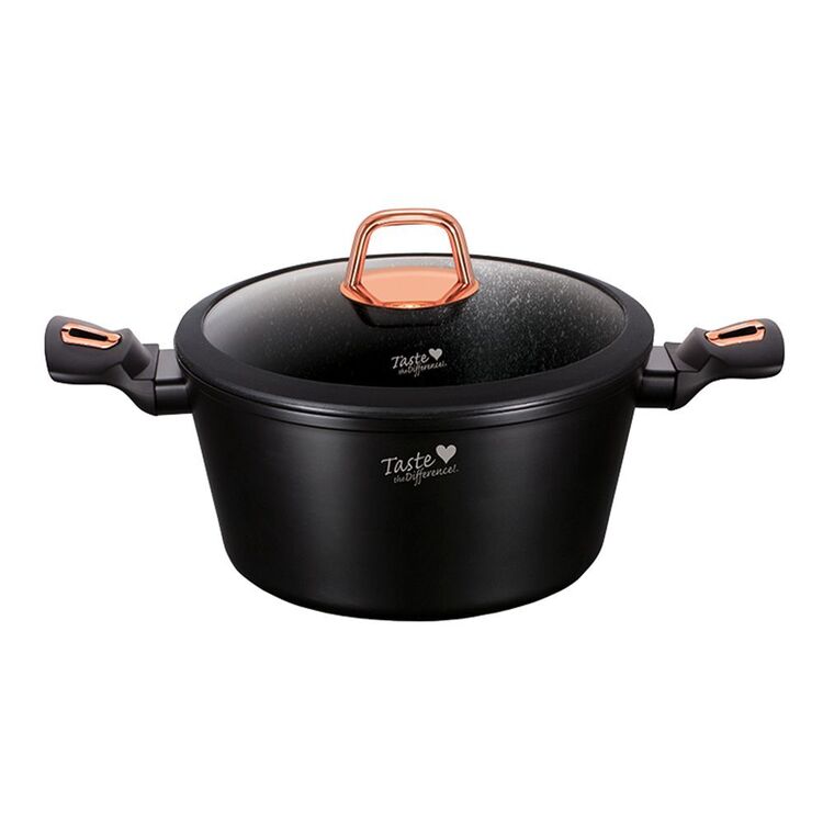 Taste the Difference Sleek Black Rose-Gold 28cm Casserole