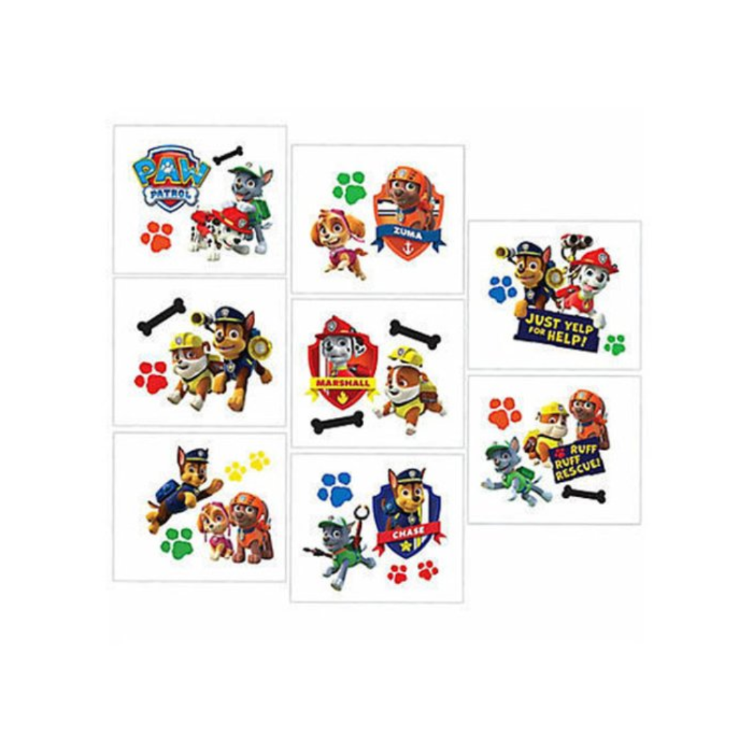 Paw Patrol Tattoo Favors 8 Pack