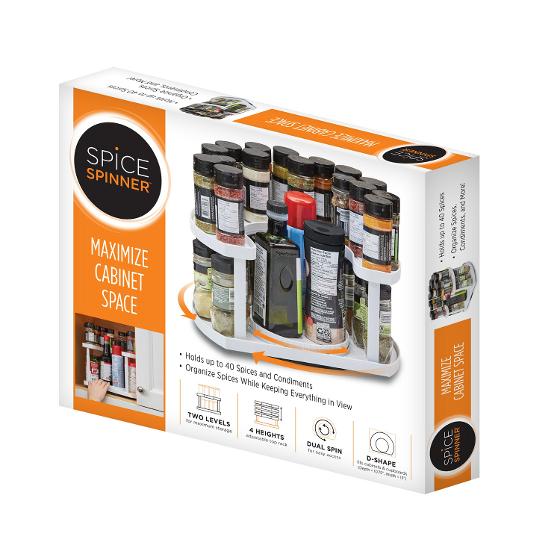 Spice Spinner Two-Tiered Spice Organizer/Holder Dual Spin Turntables Spice Jars