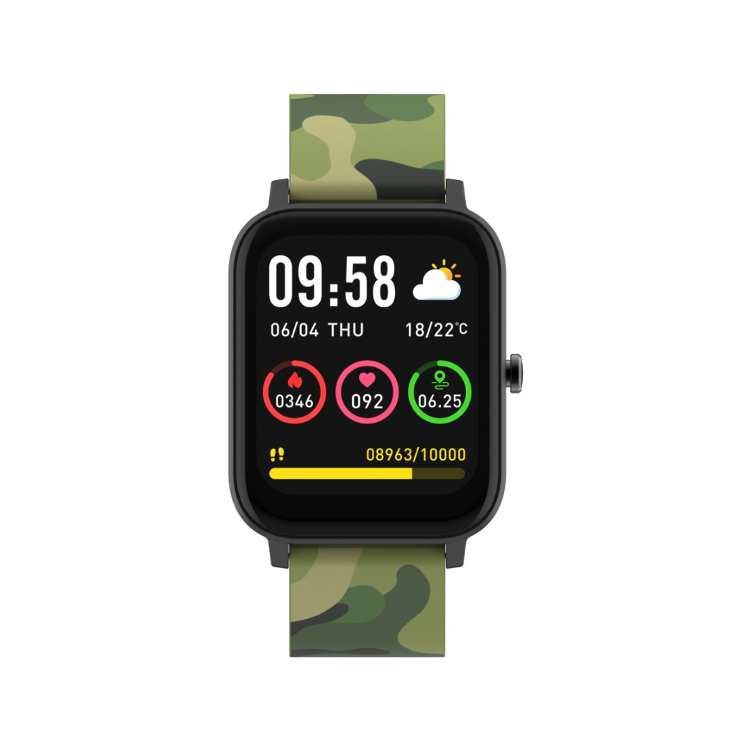 DGTEC 1.7" Smart Watch with Coloured Band and Earbuds Bundle - Black/Camo
