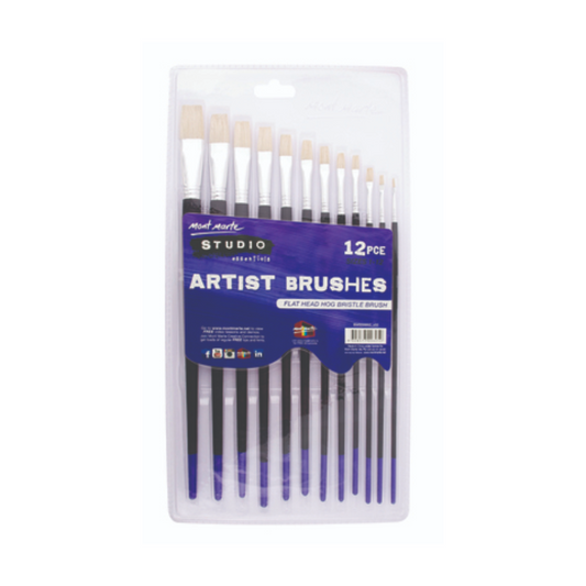 Mont Marte Studio Artist Brushes 12pce Flat 1-12