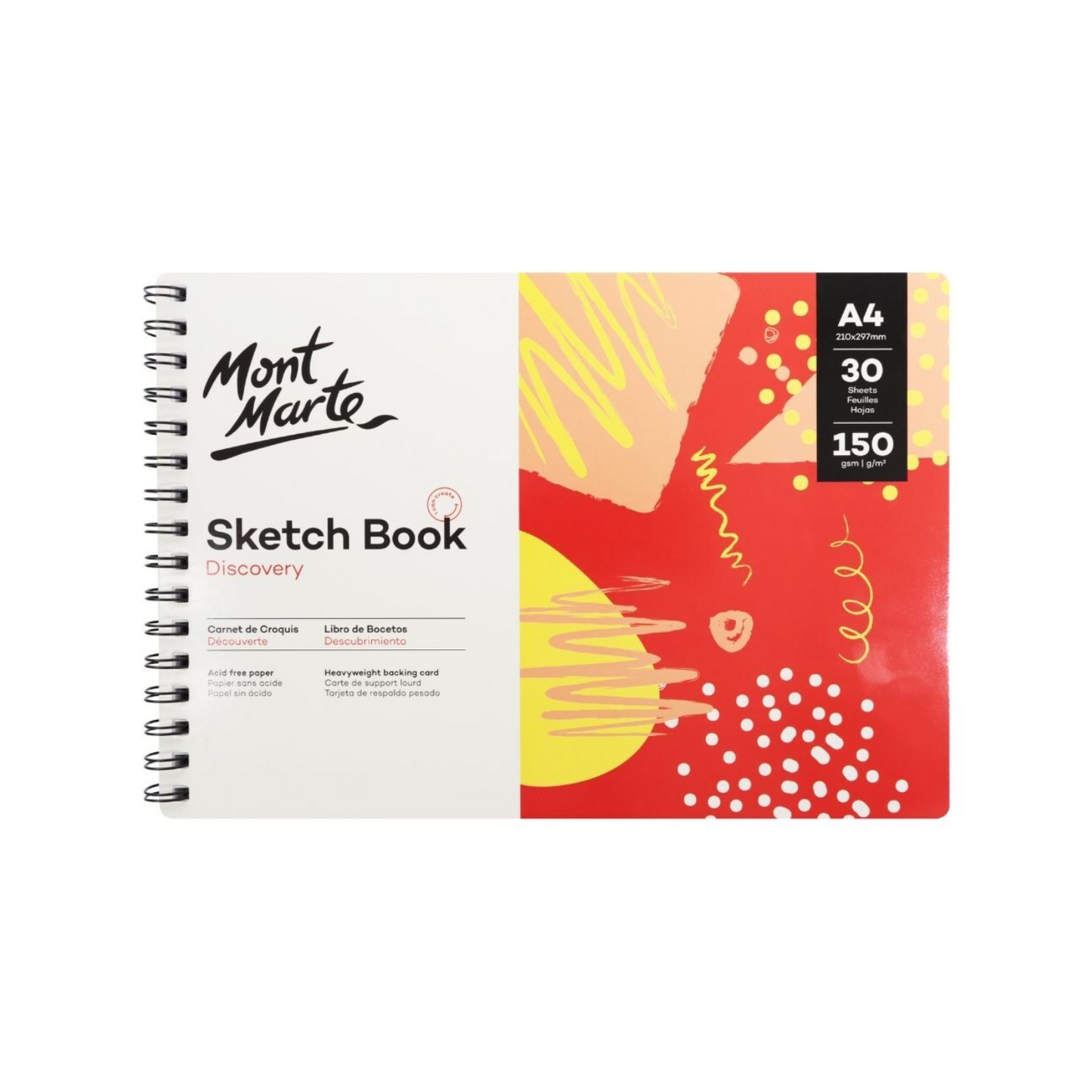 Mont Marte Discovery Sketch Book Spiral Bound A4 150gsm 30 Sheet