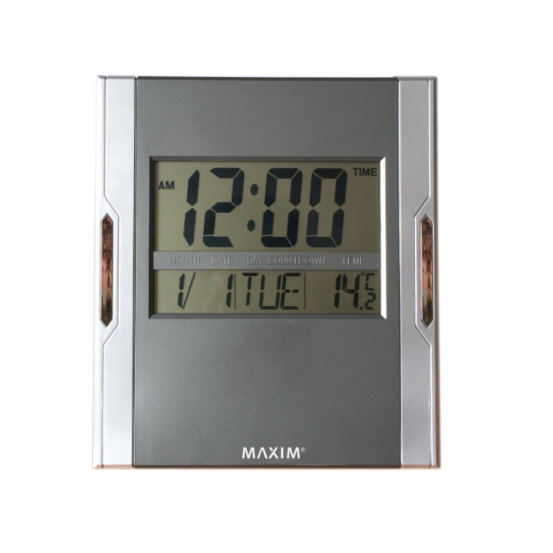 Maxim Digital Wall Alarm Clock - Silver