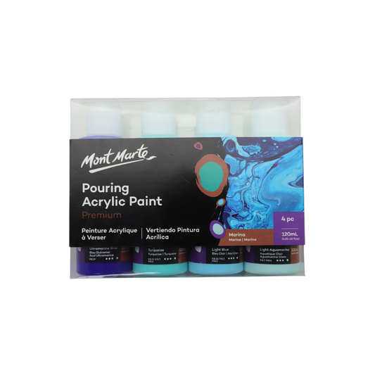 Mont Marte Acrylic Pouring / Fluid Paint Set 120ml 4pc - Marina