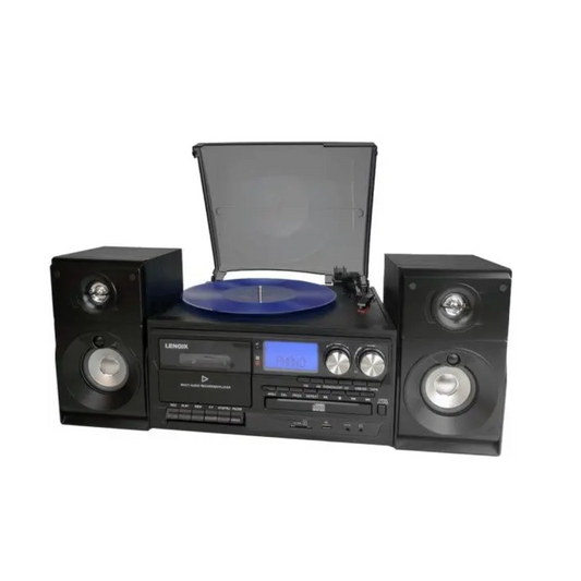 Lenoxx Audio Home Entertainment System CD, Dual Cassette 3 Speed Turntable