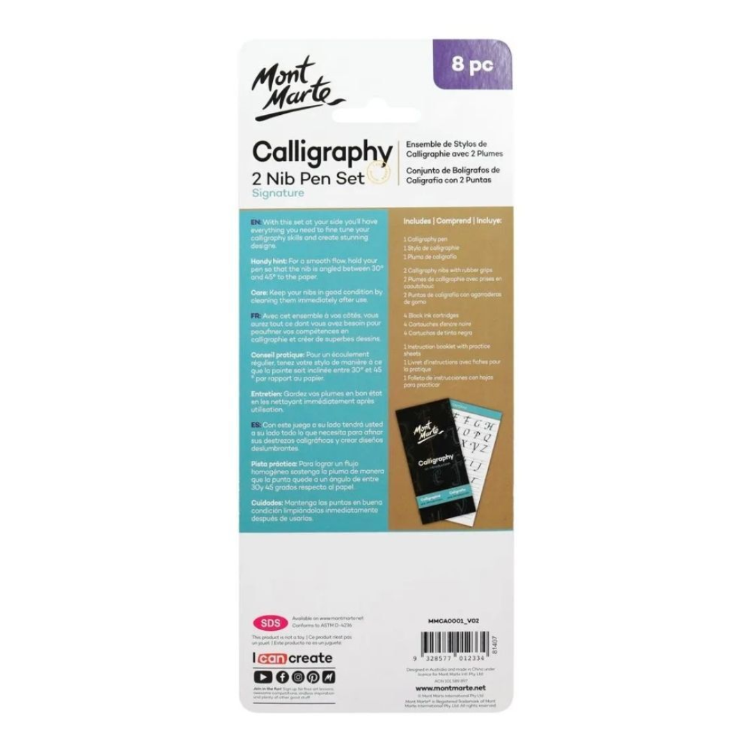 Mont Marte Calligraphy Set - 2 Nib 8pc