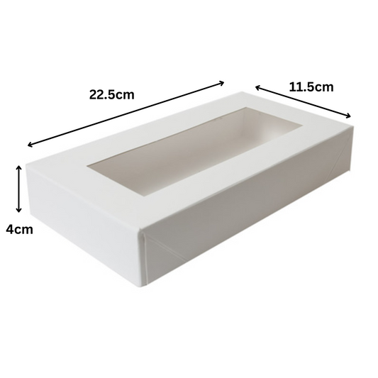 White Cookie Box Window Lid 22.5x11.5x4cm - 10 Pack