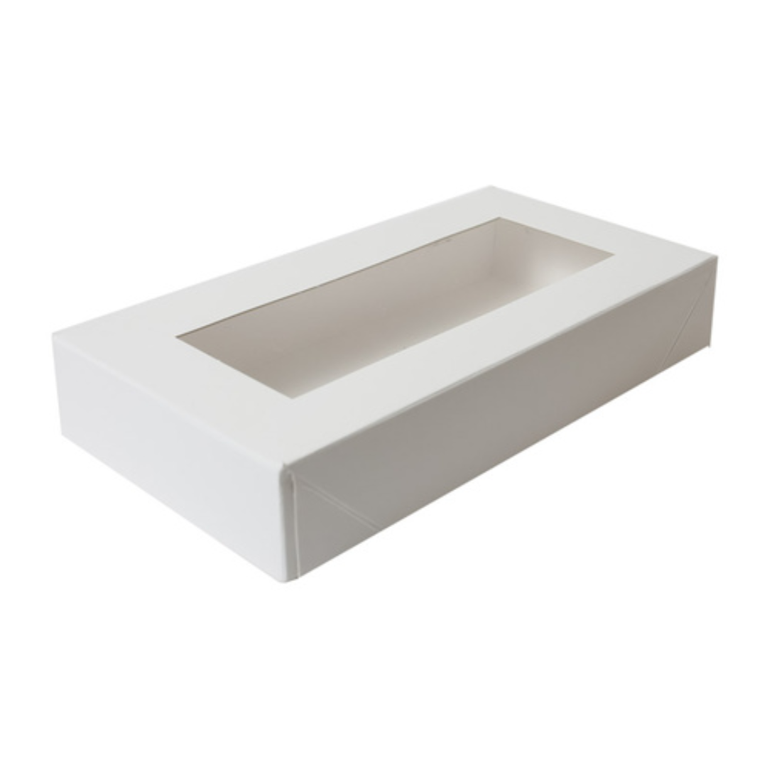 White Cookie Box Window Lid 22.5x11.5x4cm - 10 Pack