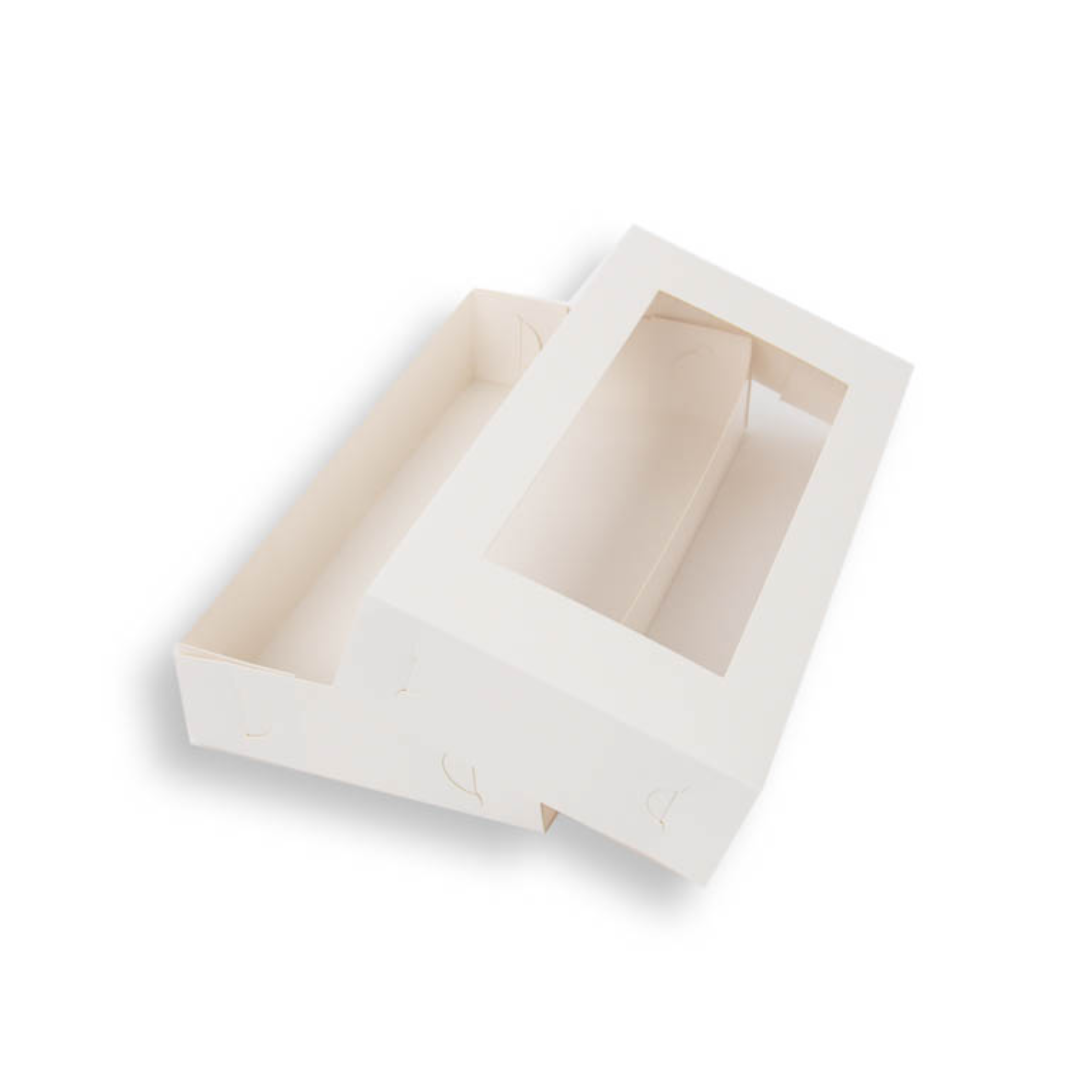 White Cookie Box Window Lid 22.5x11.5x4cm - 10 Pack