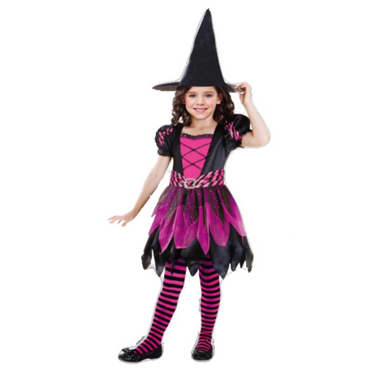 Pink Glitter Witch Costume Girls Halloween Costume 5-7 Years
