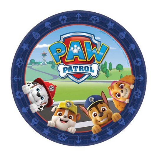 Paw Patrol Adventures 23cm Round Plates 8 Pack