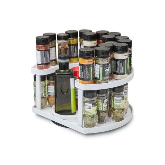 Spice Spinner Two-Tiered Spice Organizer/Holder Dual Spin Turntables Spice Jars