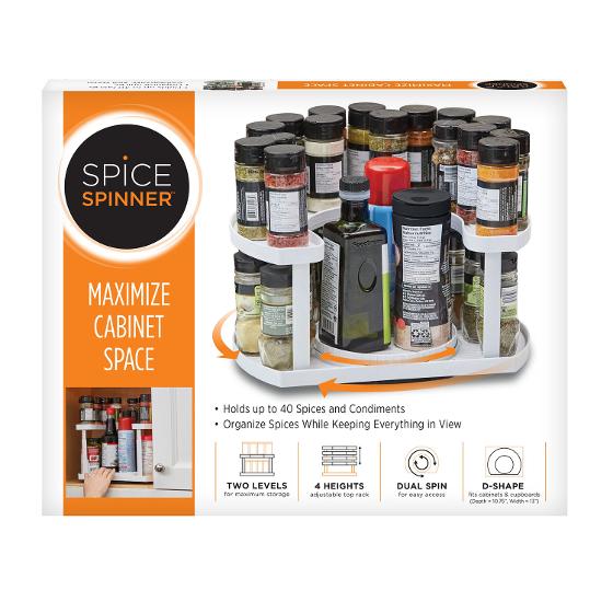 Spice Spinner Two-Tiered Spice Organizer/Holder Dual Spin Turntables Spice Jars