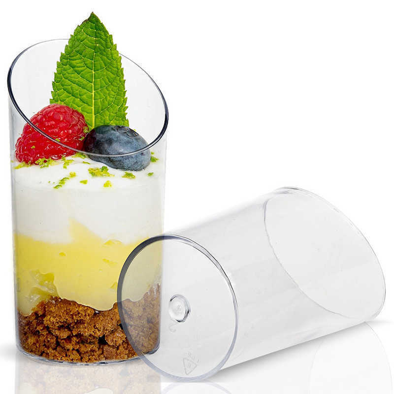 72 Plastic Mini Dessert Round Slanted Cups 70ml
